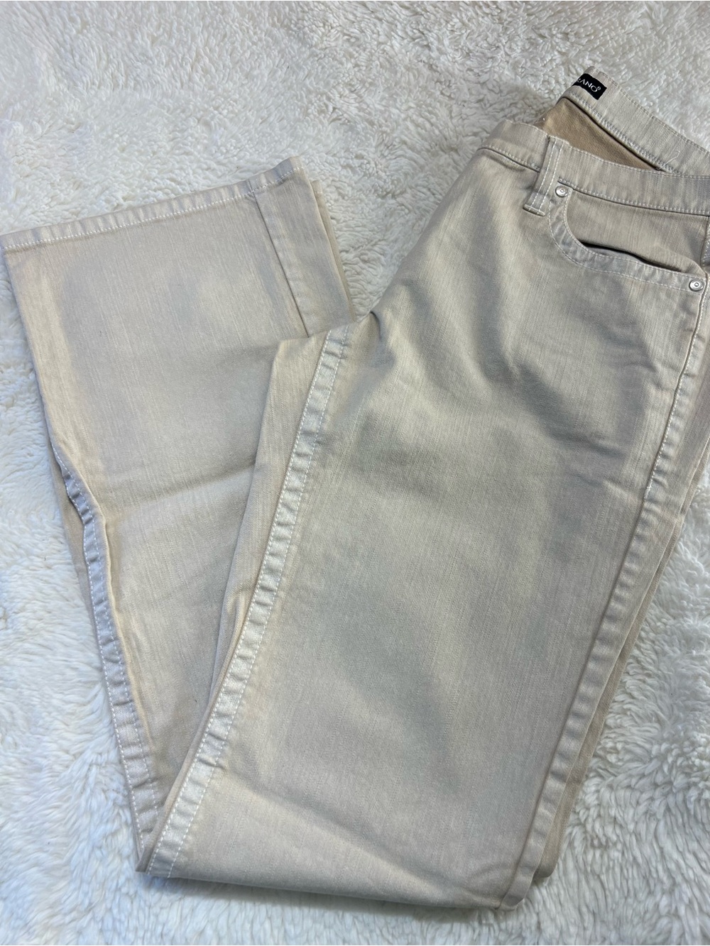 Luisa Cerano Women Beige Pants Jeans Pockets Straight Leg Size 12 Inseam 34”#798